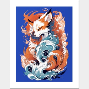 Dancing Waves and Kitsune's Grace Posters and Art